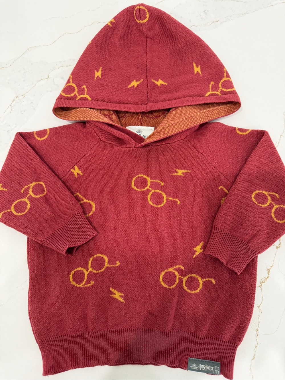 Warner Bros. Kids Hooded Sweater in Burgundy with Gold Motifs